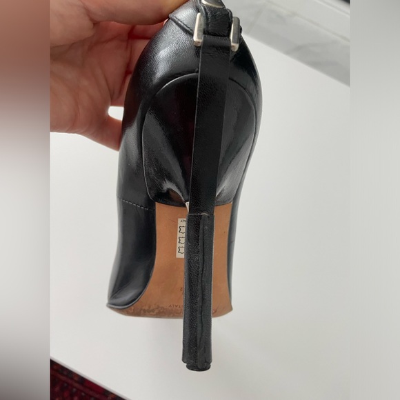 GIANFRANCO FERRE BLACK LEATHER HIGH HEELS SIZE EU37.5 US7.5 - Picture 11 of 16